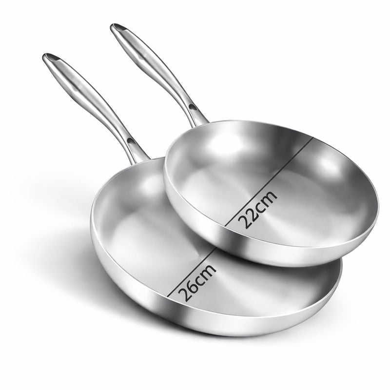 Lot de 2 Poêles en Inox – 22 cm + 26 cm
