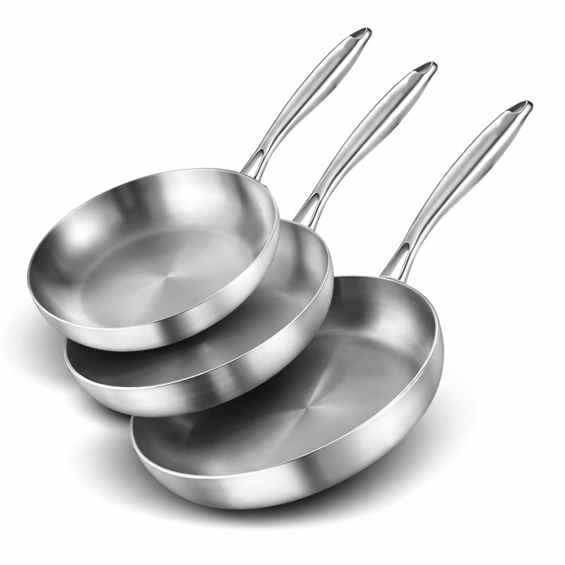 Trio de Poêles en Inox – 22 / 24 / 26 cm